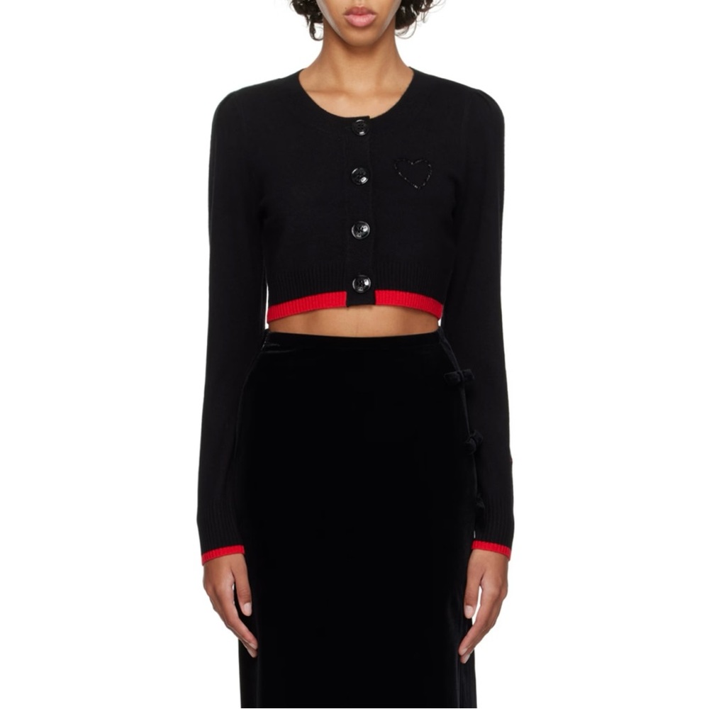 Ganni Black Cropped Cardigan
